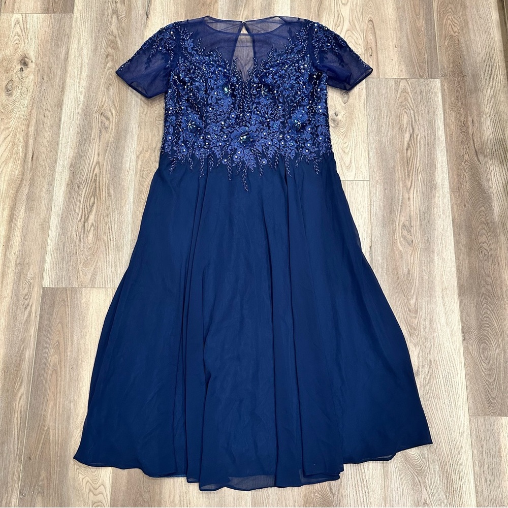 Navy Blue Nox Anabel Floral Embroidered Formal Dress